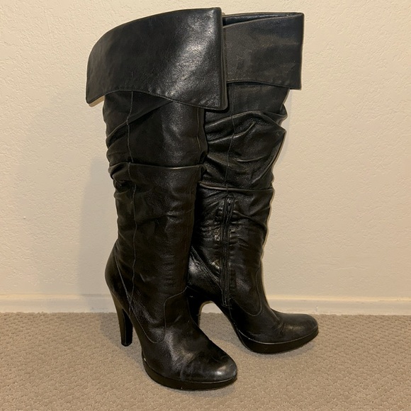 Jessica Simpson Knee High Black Leather Boots 9.5 - Picture 2 of 3